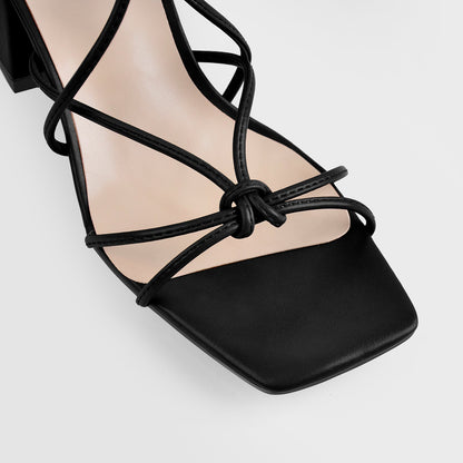 Criss Cross Gladiator Strappy Chunky Heel Sandals - Onlymaker