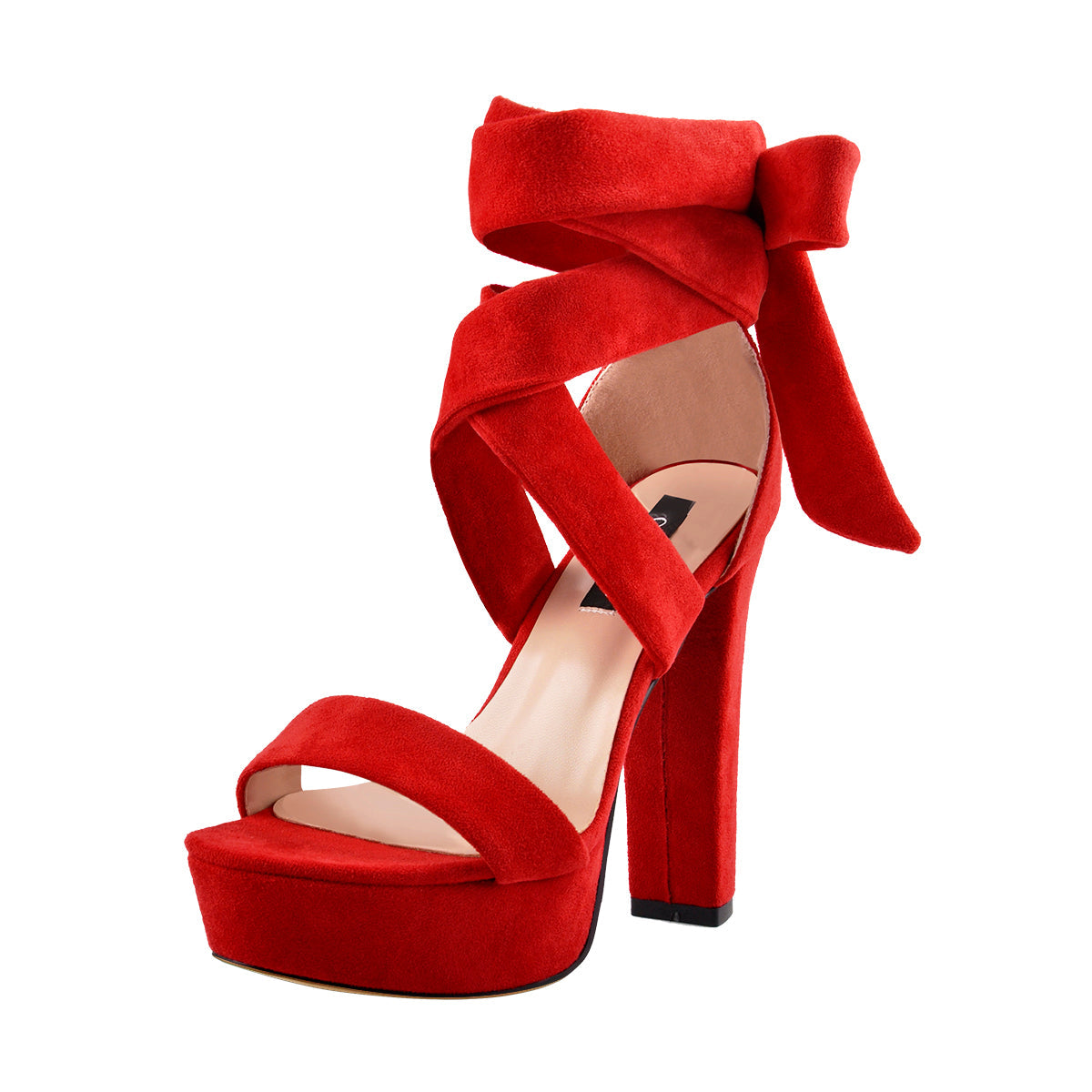 Suede Lace Up Platform Chunky High Heel Sandals - Onlymaker