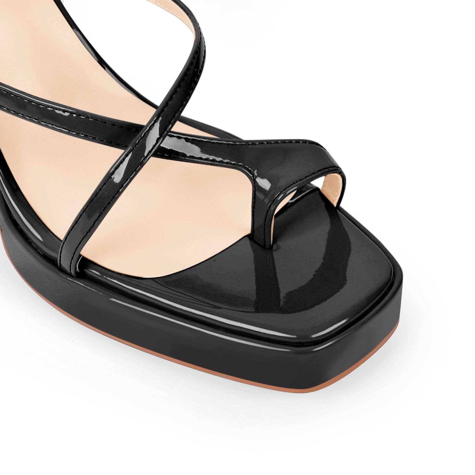 Chunky Mid Heel Criss Cross Platform Sandals - Onlymaker