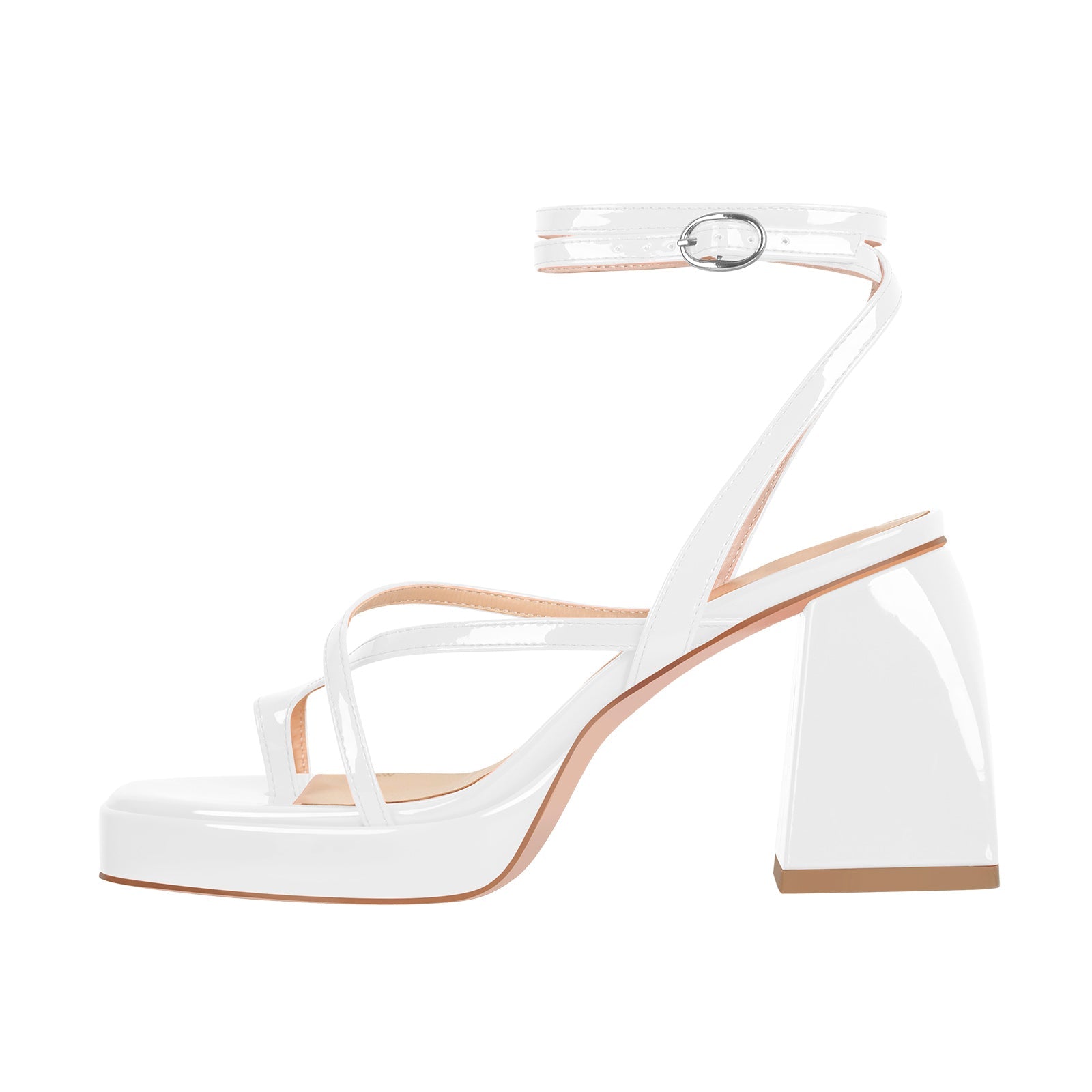 Chunky Mid Heel Criss Cross Platform Sandals - Onlymaker