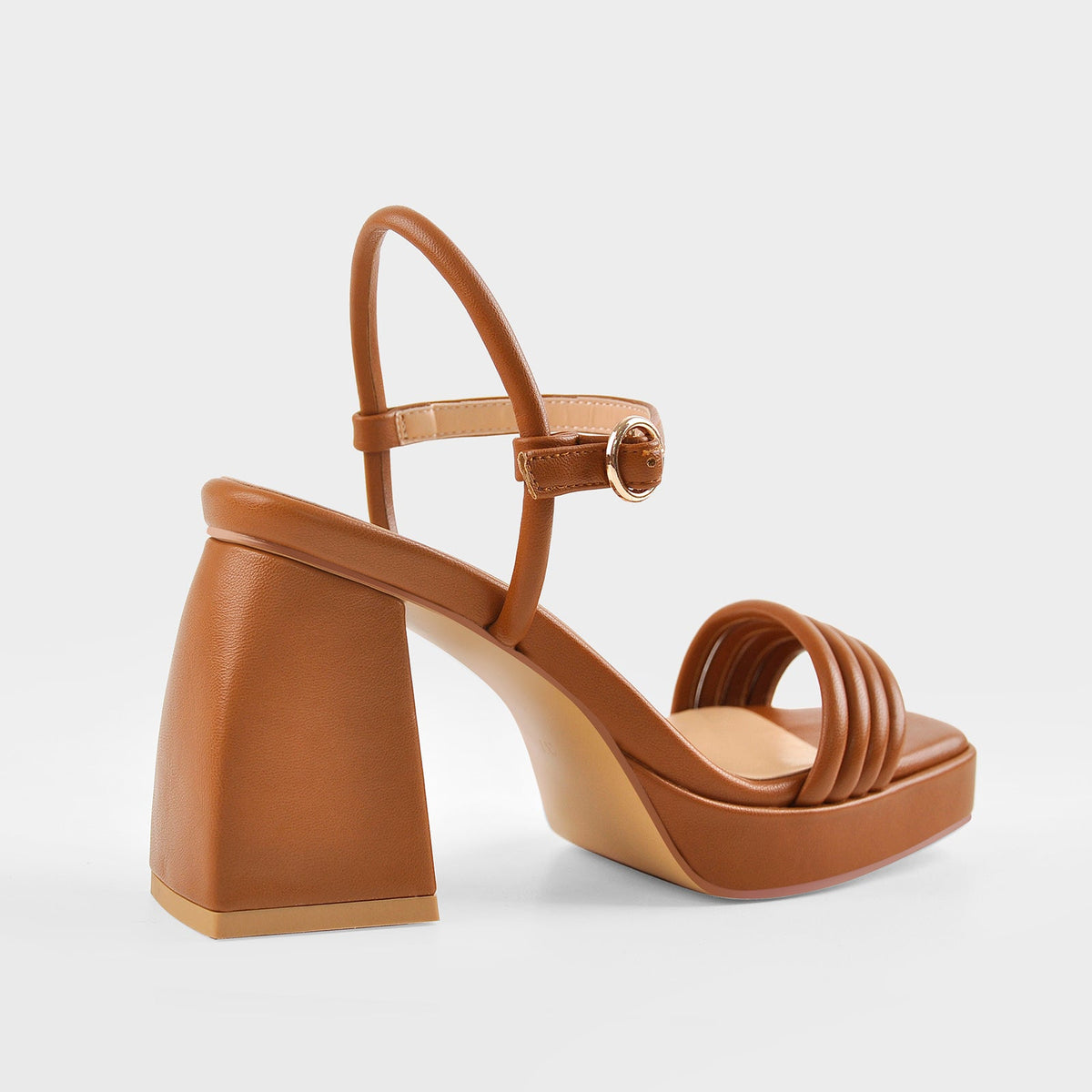 Platform Design Heel Ankle Strap Black Brown Sandals - Onlymaker