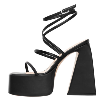 Platform Chunky Triangle Heel Sandals - Onlymaker