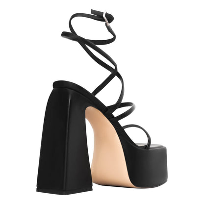 Platform Chunky Triangle Heel Sandals - Onlymaker