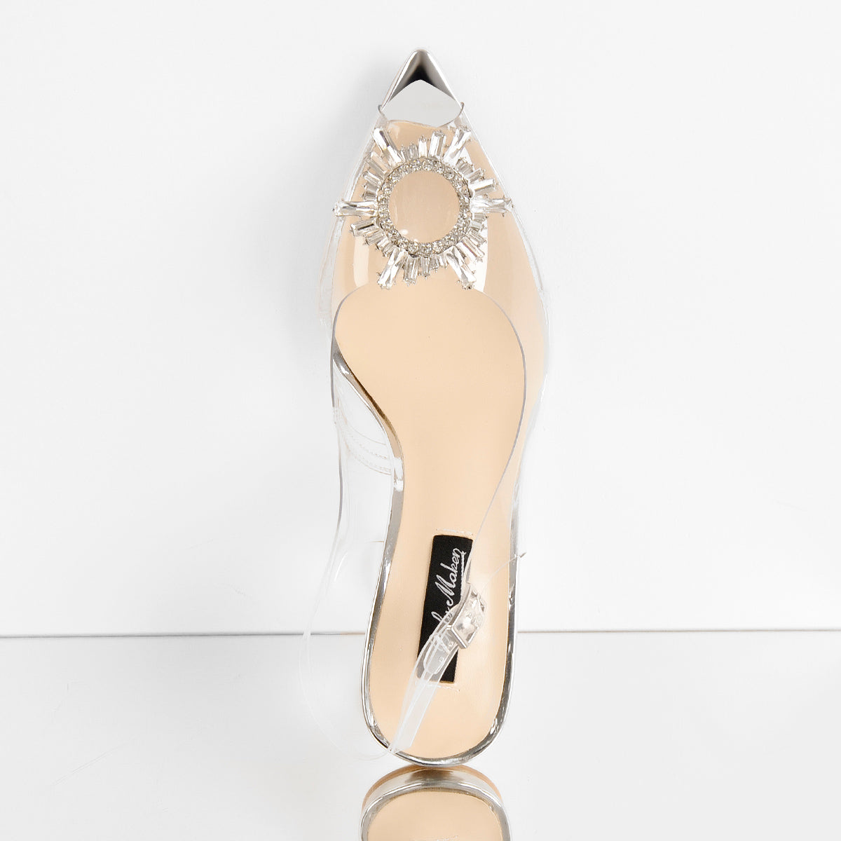 Clear Pointed Toe Sun Tapered Heel Sandals - Onlymaker