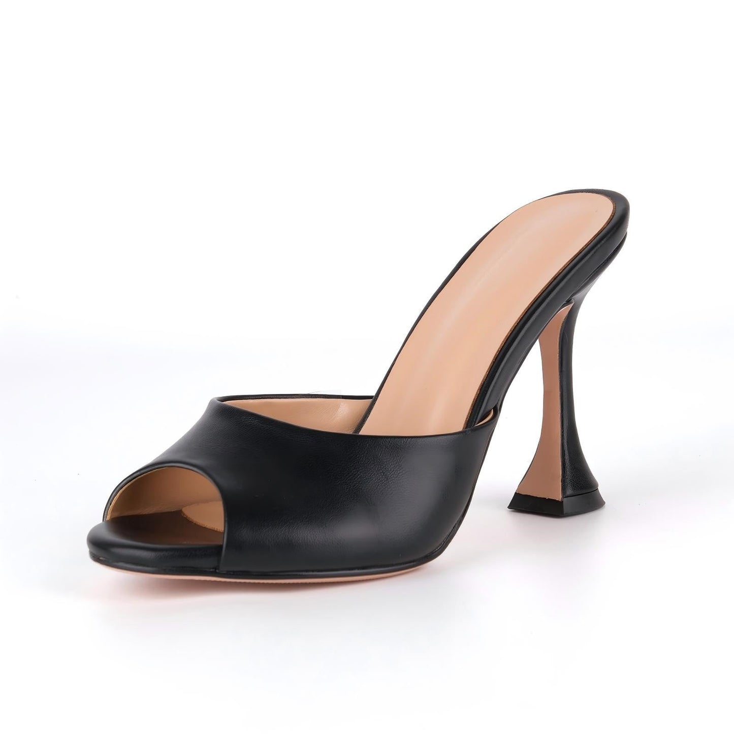 Round Toe Slip On Tapered Heel Mules - Onlymaker
