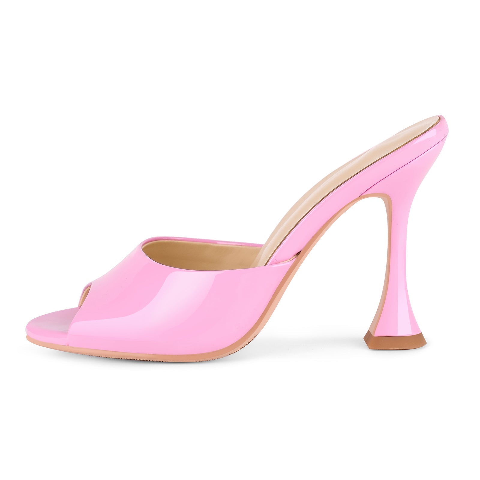 Round Toe Slip On Tapered Heel Mules - Onlymaker