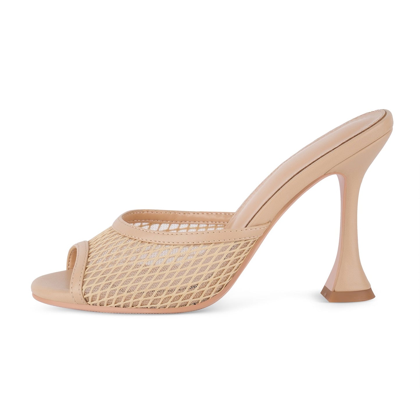 Round Toe Mesh Tapered Heel Mules - Onlymaker