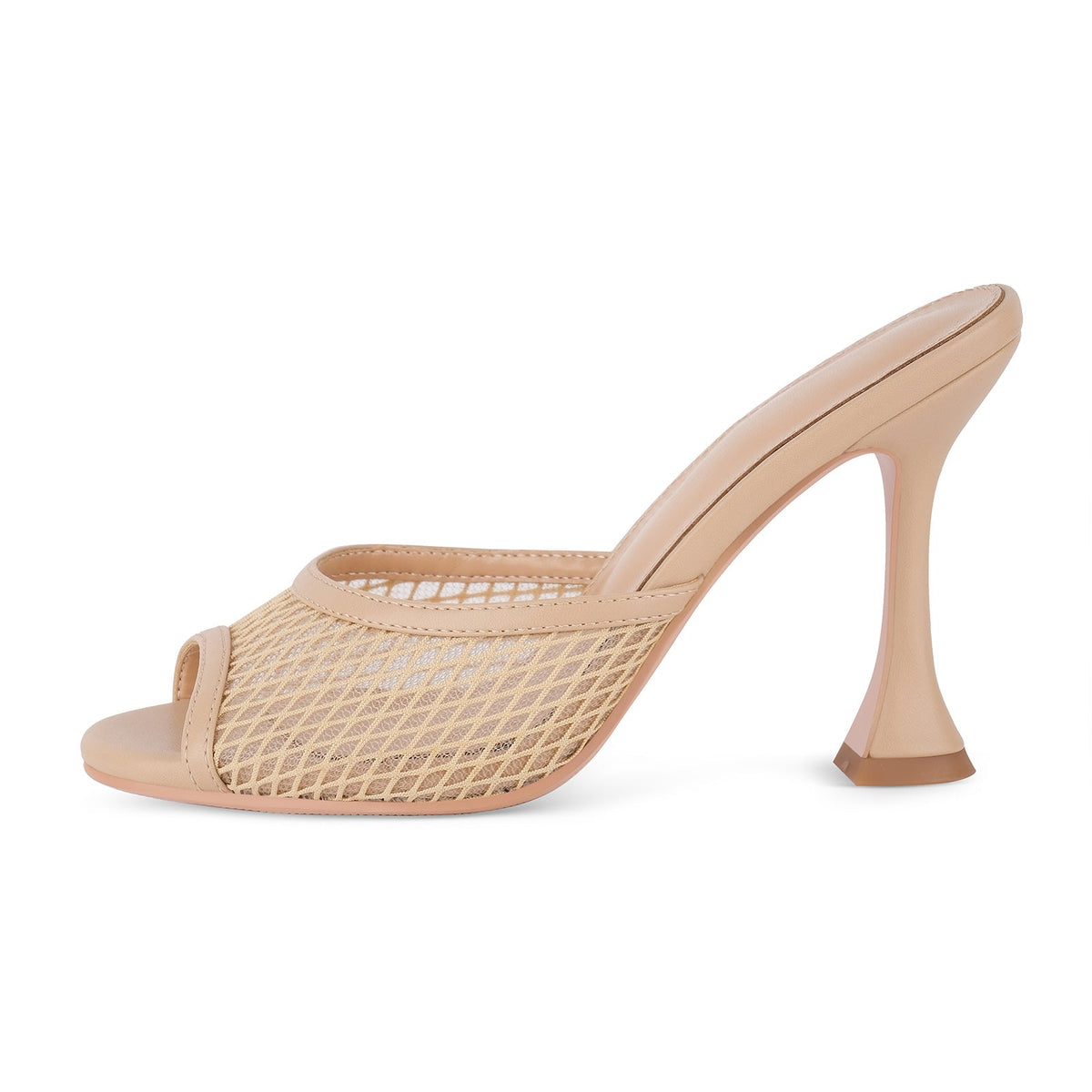Round Toe Mesh Tapered Heel Mules - Onlymaker