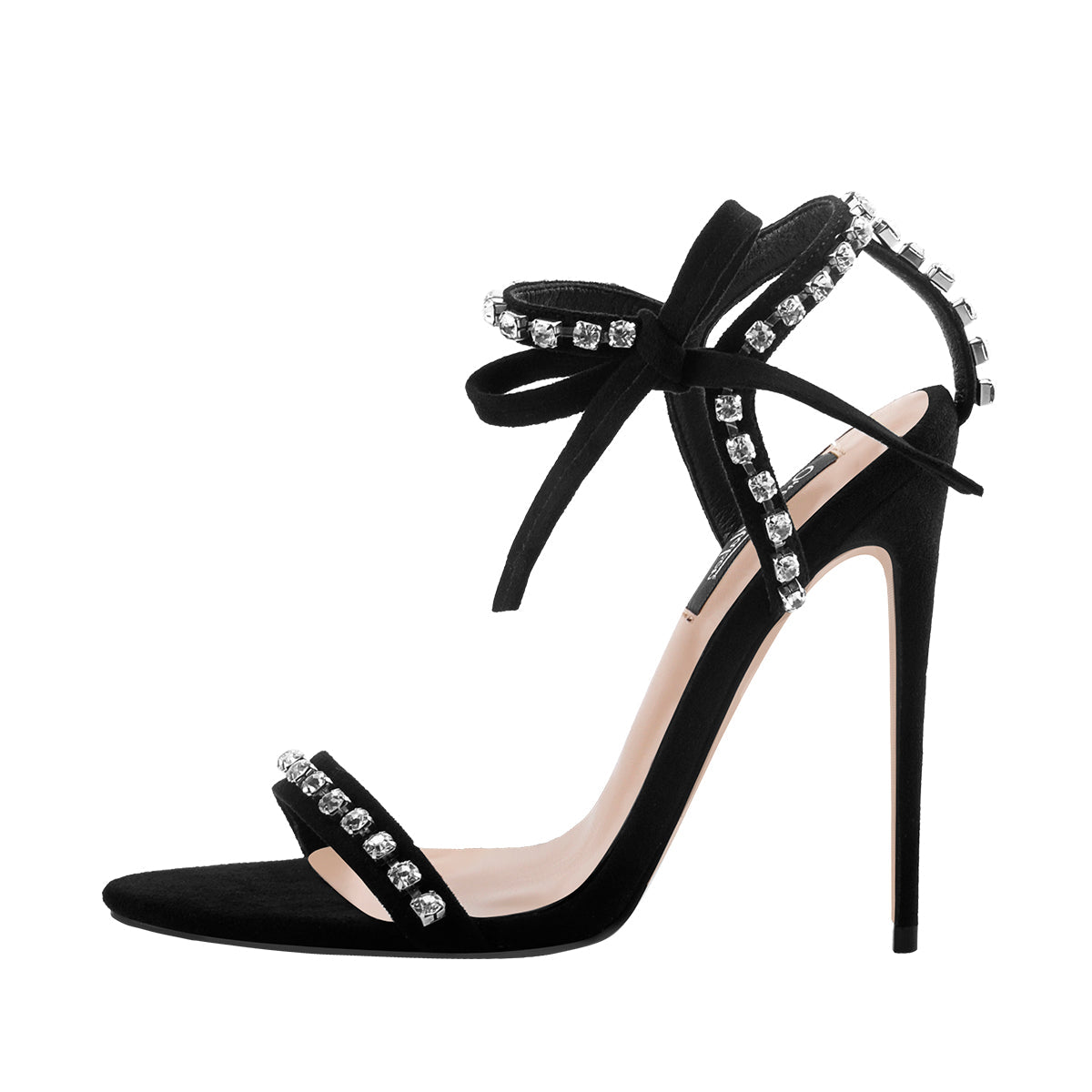 Ankle Strap Rhinestone Stiletto Sandals - Onlymaker