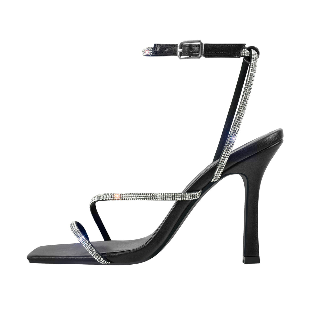 Ankle Rhinestone Strap High Heel Sandals - Onlymaker