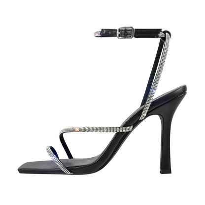 Ankle Rhinestone Strap High Heel Sandals - Onlymaker