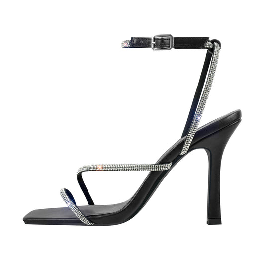 Ankle Rhinestone Strap High Heel Sandals - Onlymaker