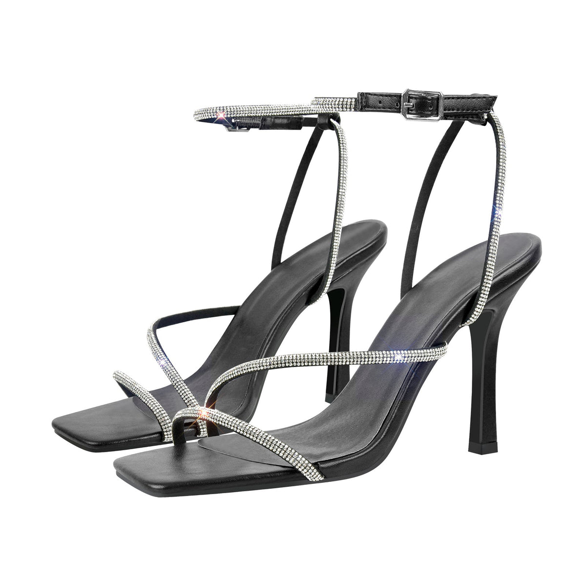 Ankle Rhinestone Strap High Heel Sandals - Onlymaker