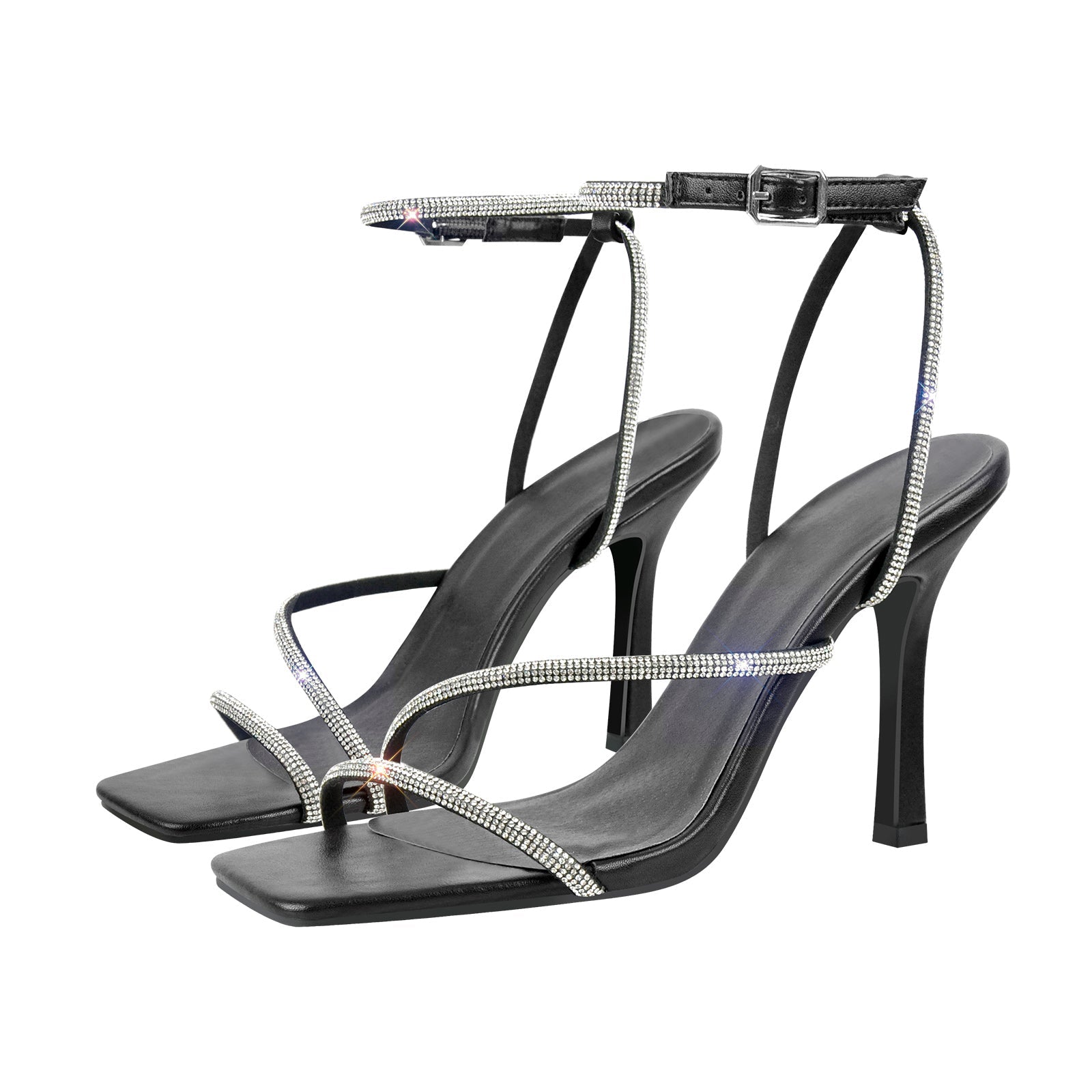 Ankle Rhinestone Strap High Heel Sandals - Onlymaker