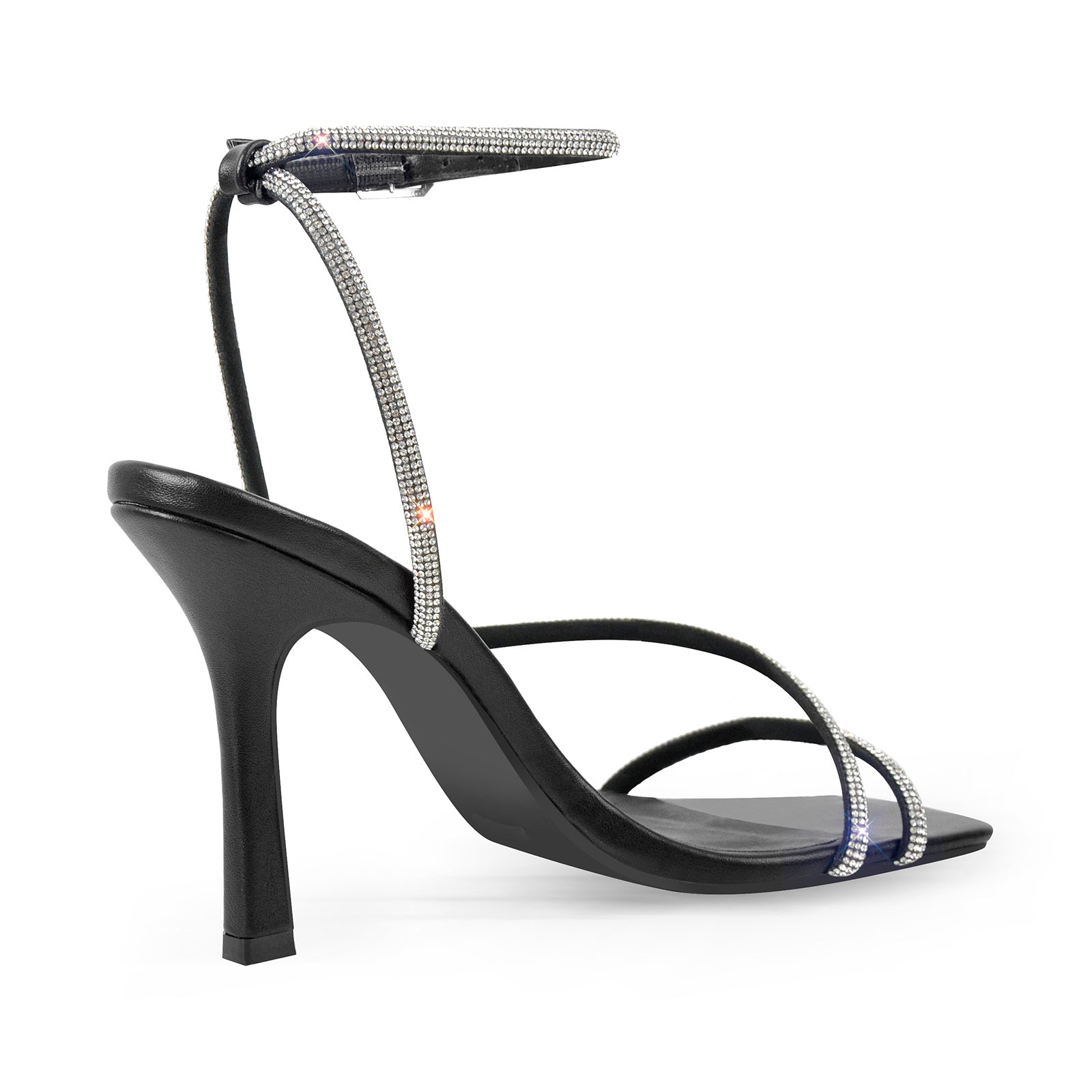 Ankle Rhinestone Strap High Heel Sandals - Onlymaker