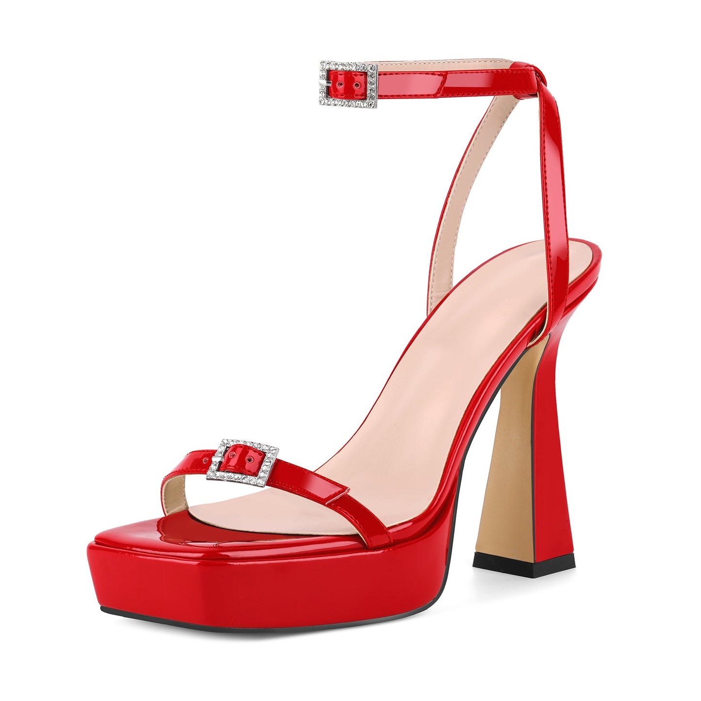 Square Toe Platform Ankle Strap Sandals - Onlymaker