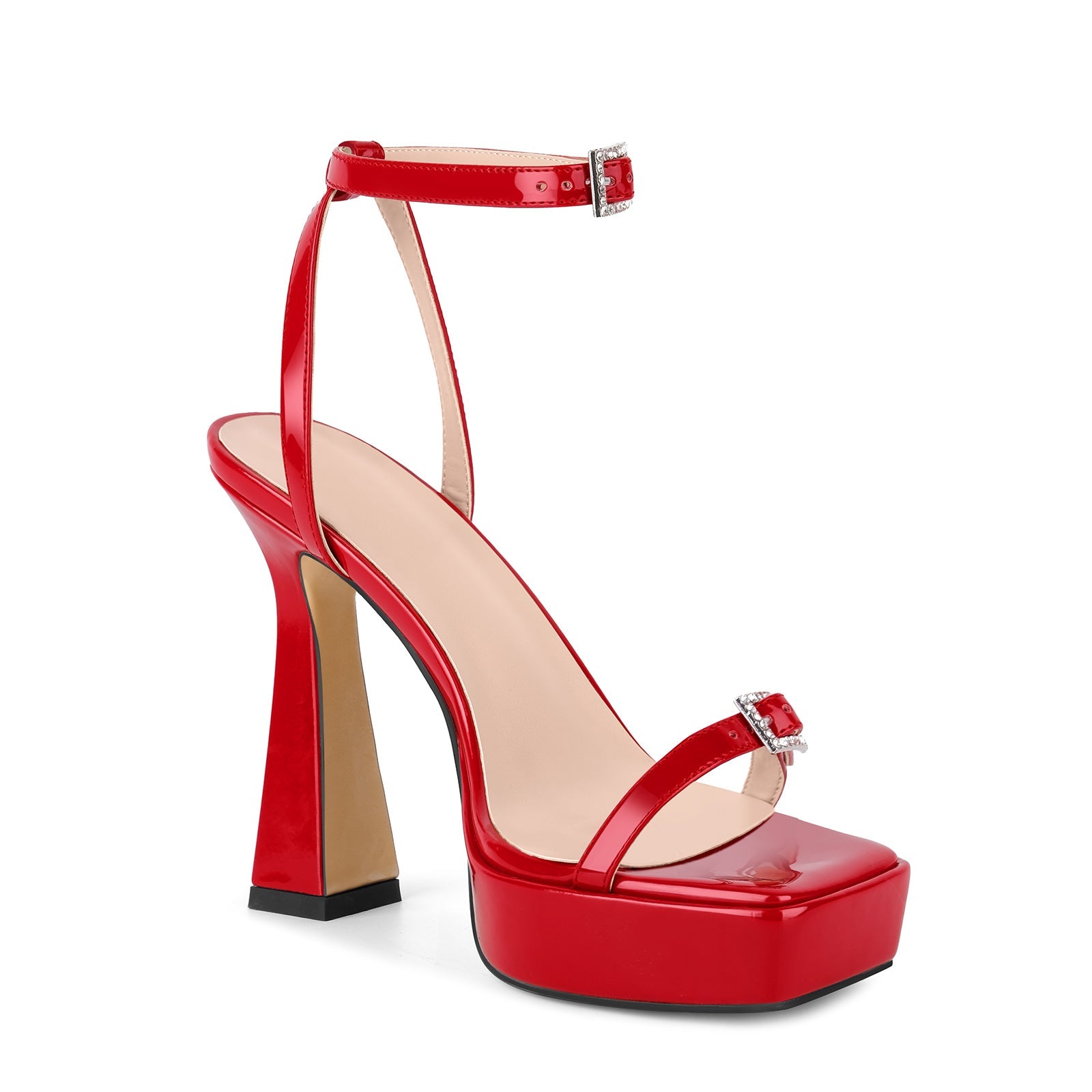 Square Toe Platform Ankle Strap Sandals - Onlymaker