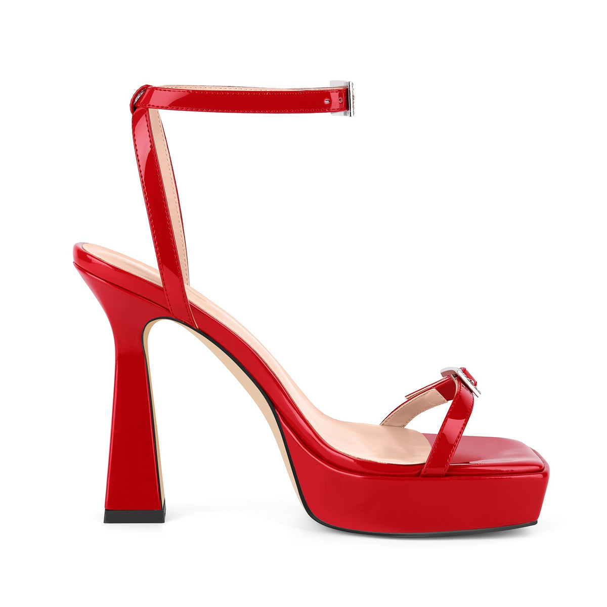 Square Toe Platform Ankle Strap Sandals - Onlymaker
