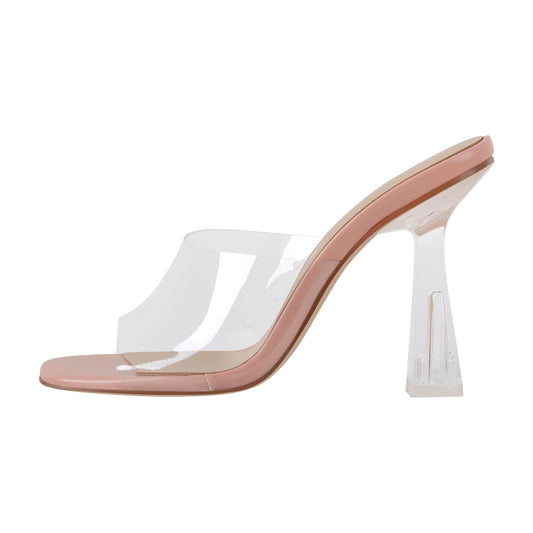 Clear Heel Slip On Sandals Mules - Onlymaker