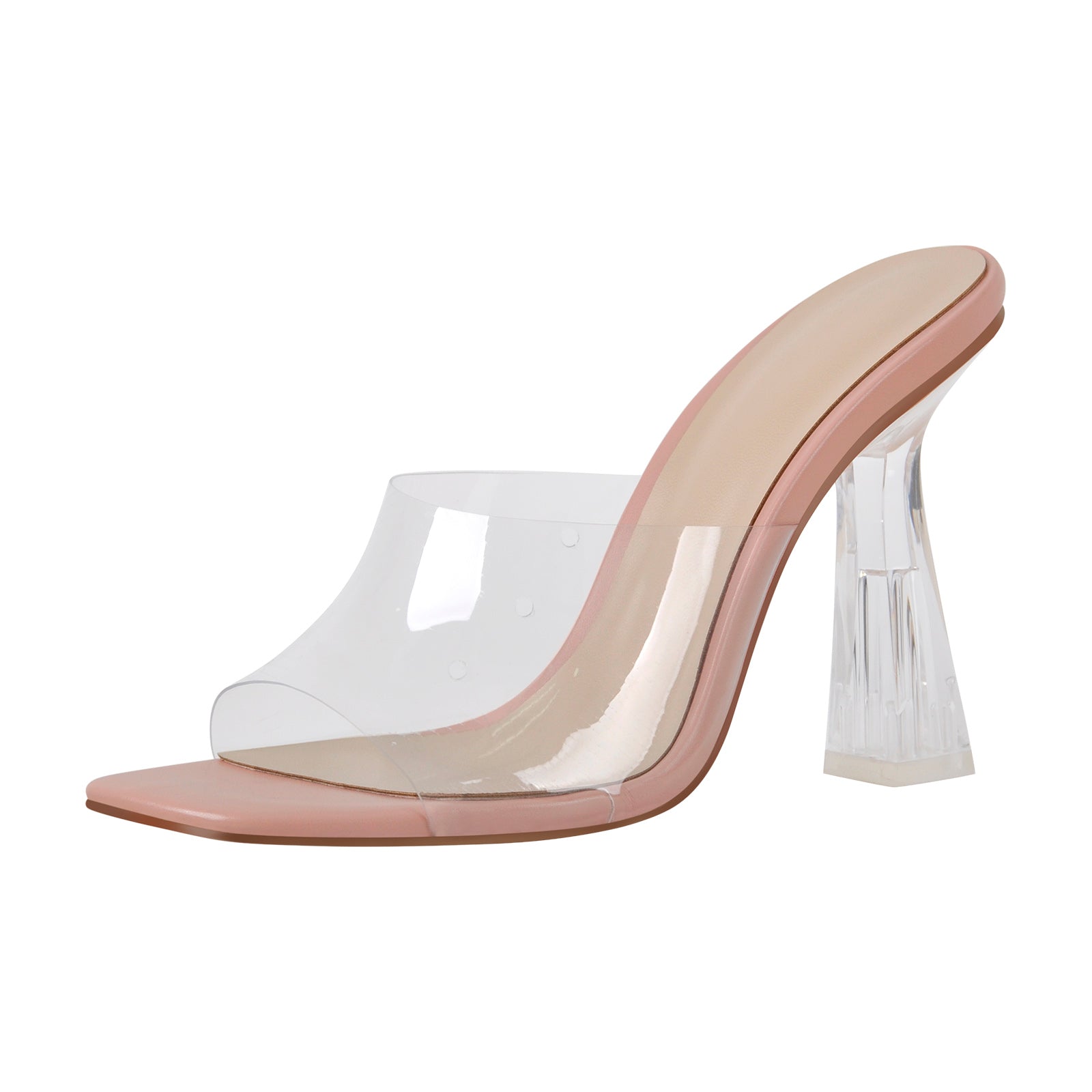 Clear Heel Slip On Sandals Mules - Onlymaker