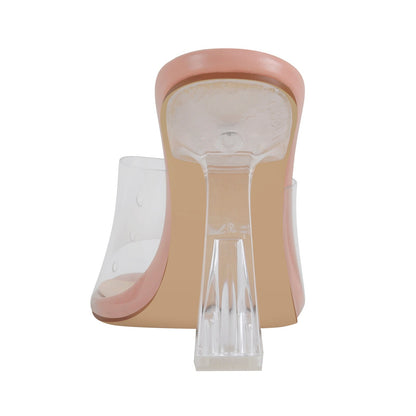 Clear Heel Slip On Sandals Mules - Onlymaker
