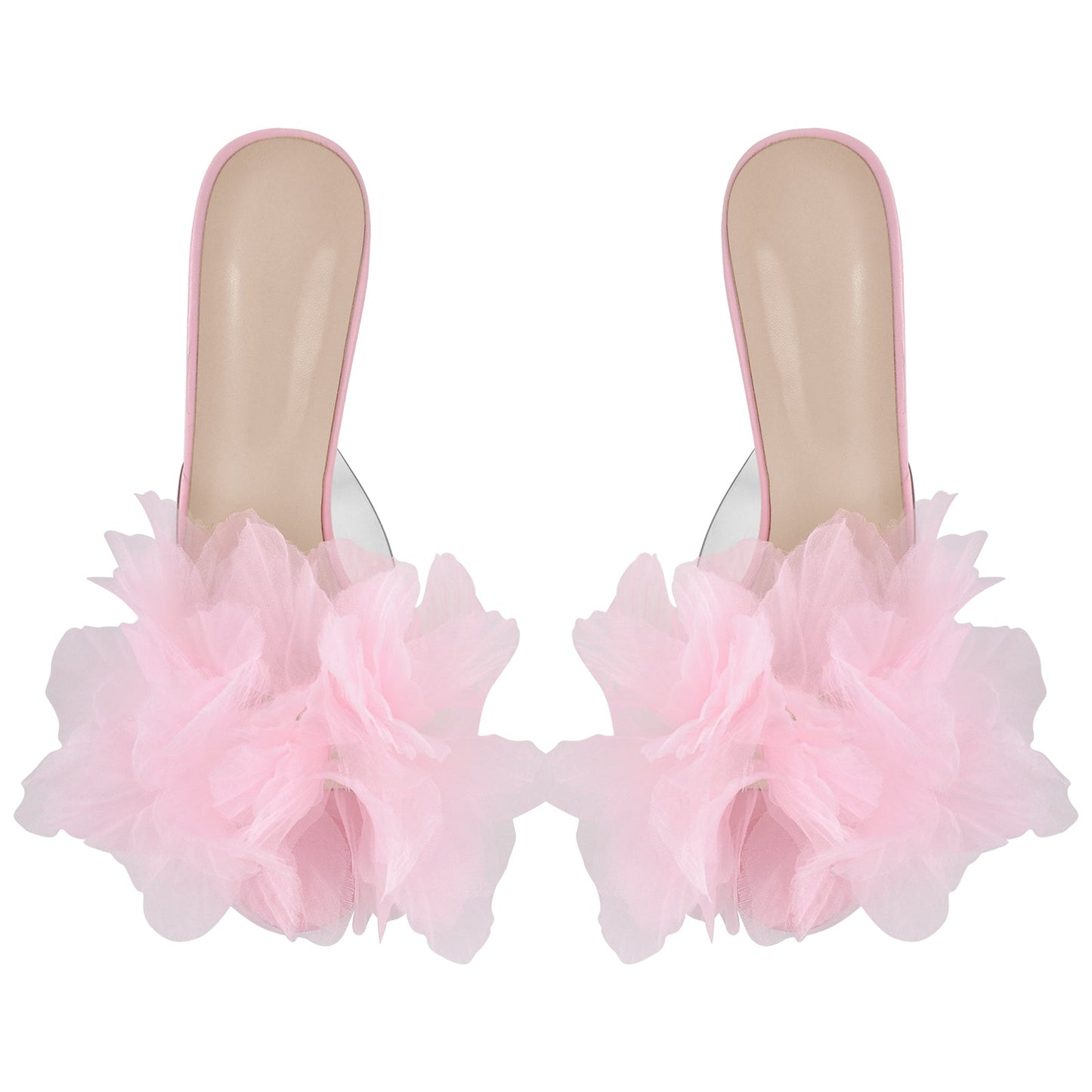Platform Mesh Clear Stiletto Mules - Onlymaker
