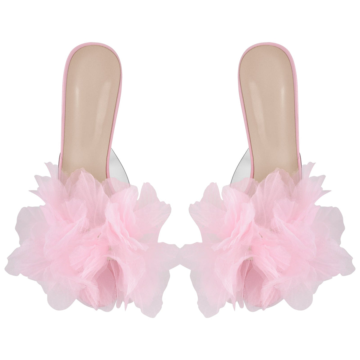 Platform Mesh Clear Stiletto Mules - Onlymaker