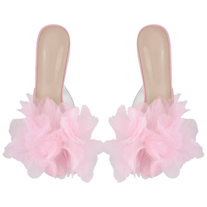 Platform Mesh Clear Stiletto Mules - Onlymaker