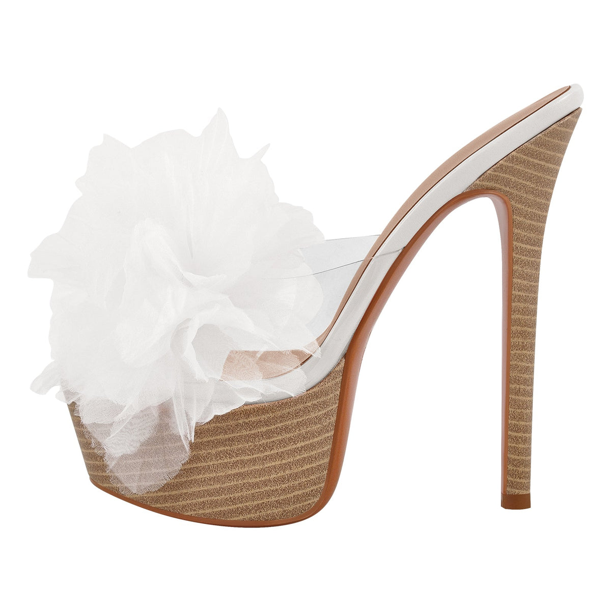 Platform Mesh Clear Stiletto Mules - Onlymaker