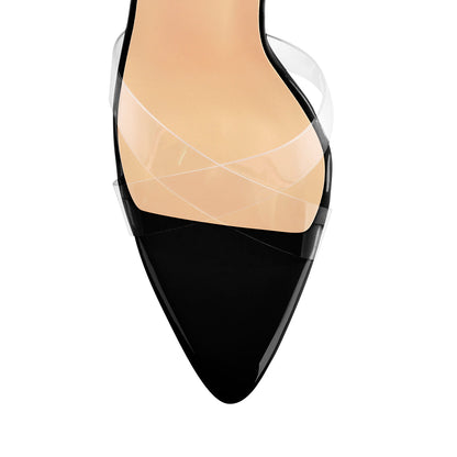 Clear Cross Band Open Toe High Heel Sandals - Onlymaker