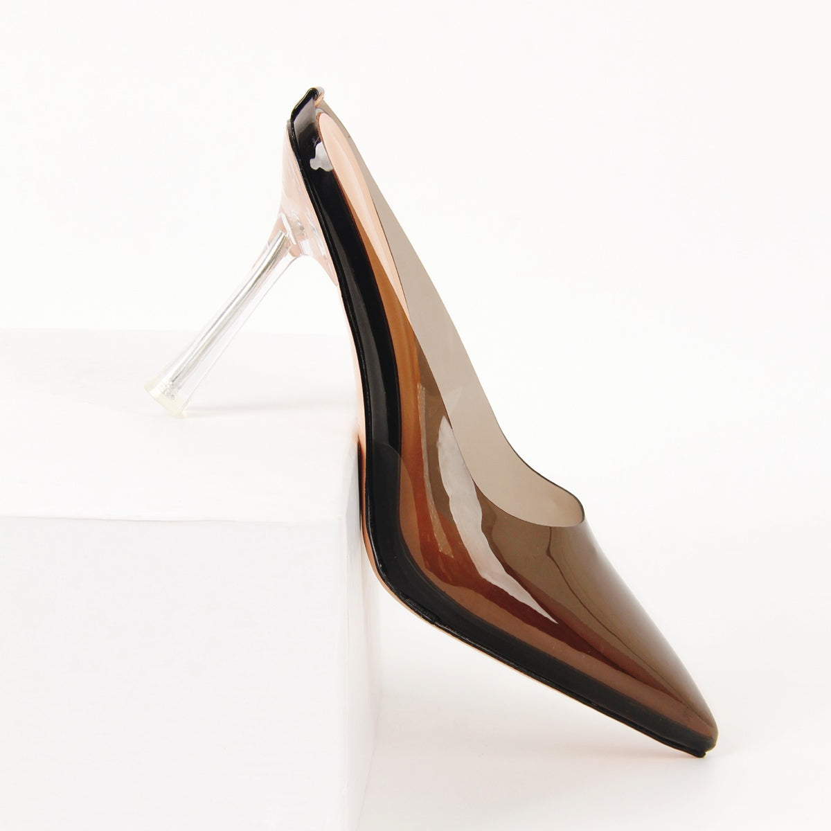 Pointed Toe Clear Heel Mules - Onlymaker