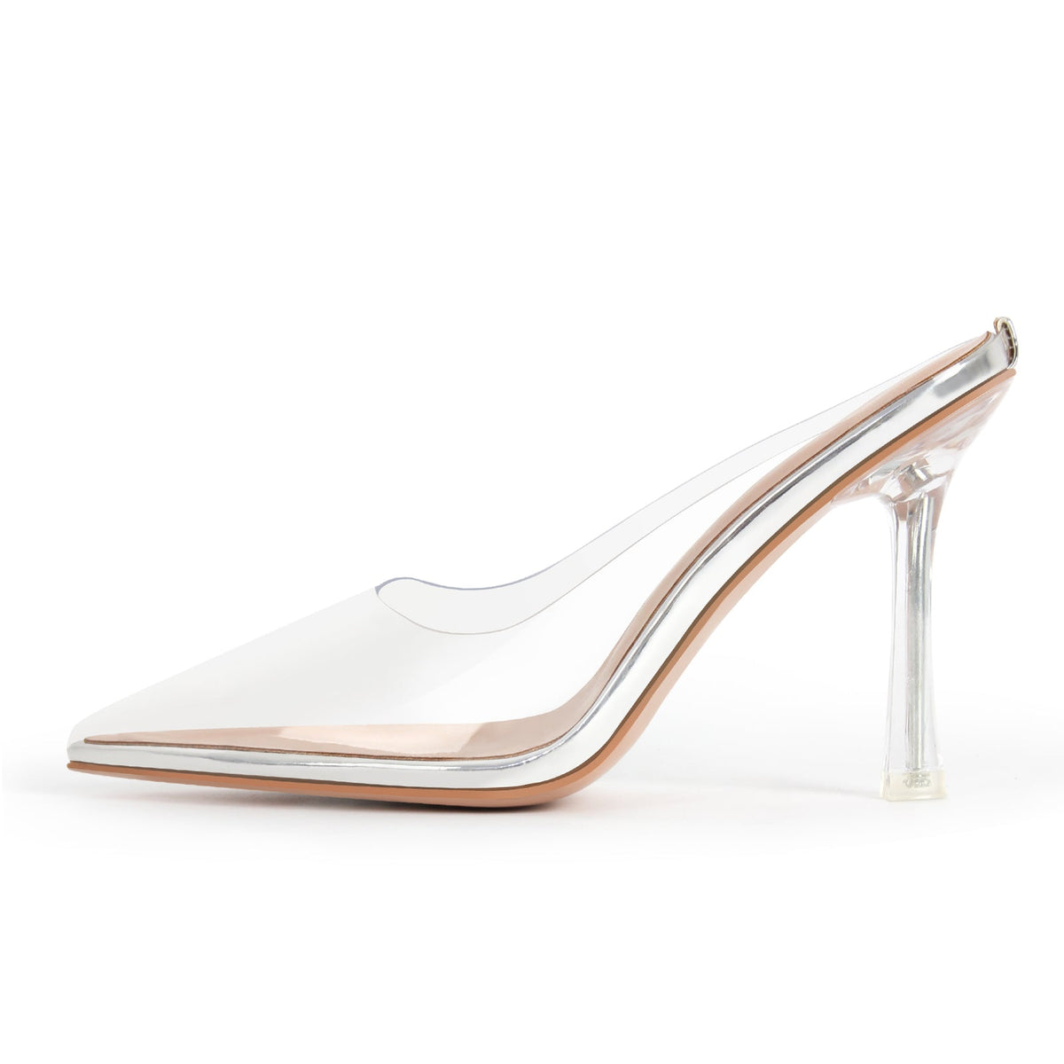 Pointed Toe Clear Heel Mules - Onlymaker