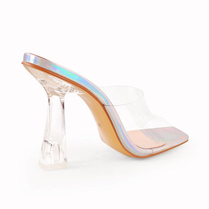 Holographic Transparent Chunky High Heel Sandals - Onlymaker
