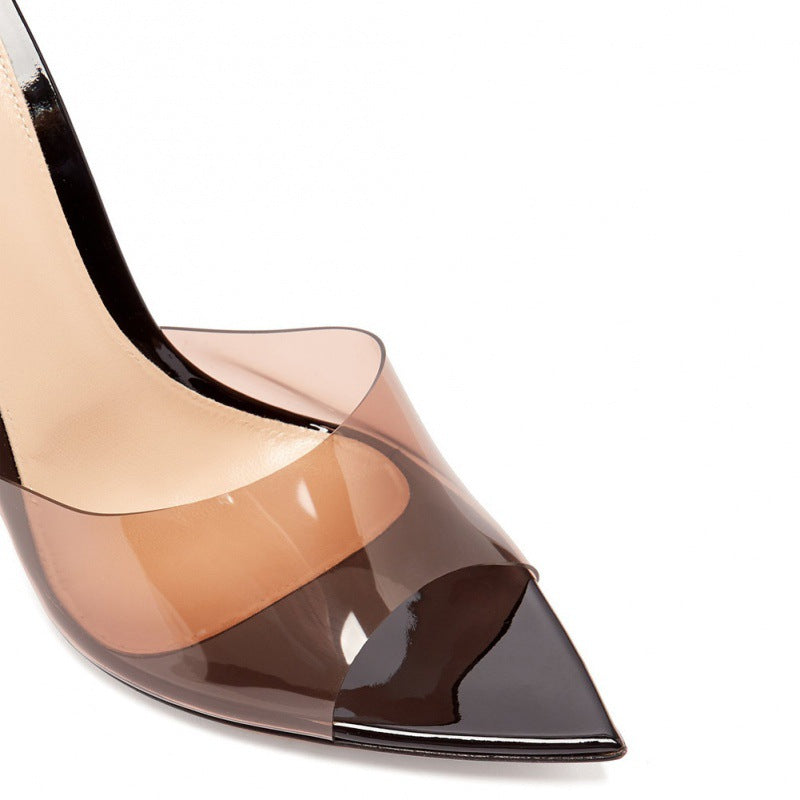 Pointed Toe Clear Stiletto Sandals Mules - Onlymaker