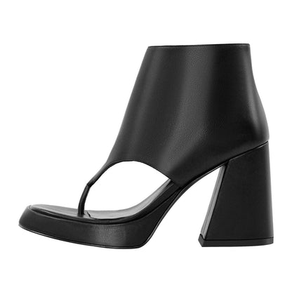 Square Toe Flip-flops Ankle Chunky Heel Sandals - Onlymaker