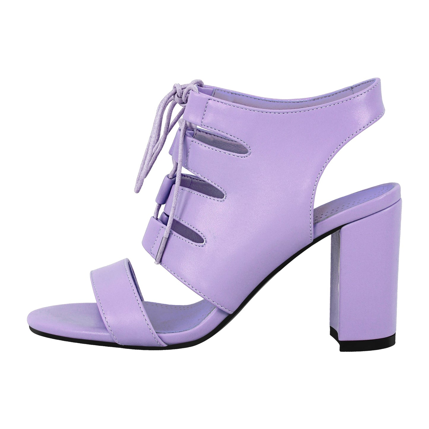 Round Toe Lace-up Chunky Heel Slingback Sandals - Onlymaker