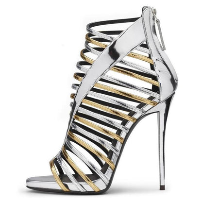 Round Toe Gladiator Stiletto Sandals - Onlymaker