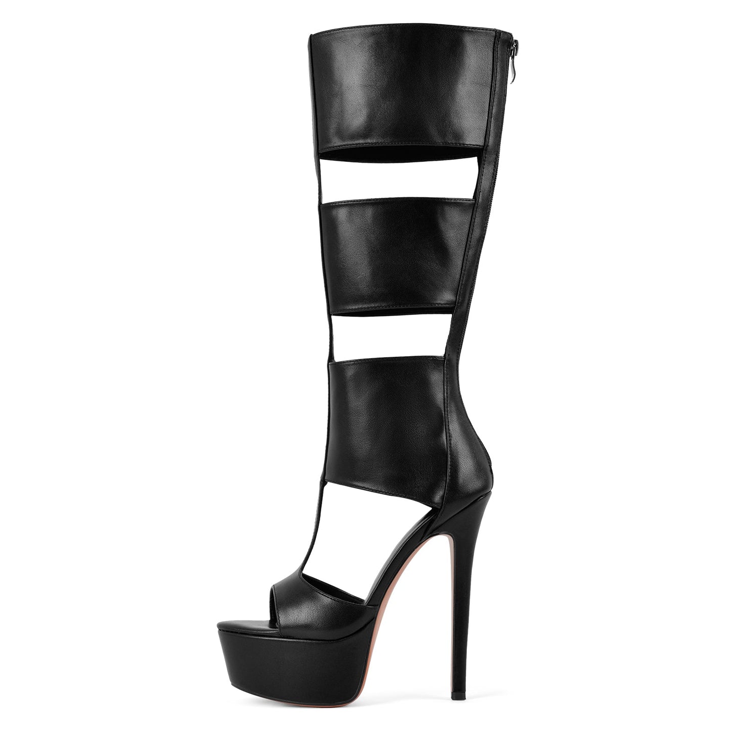 Platform Round Toe Hollow Bootie Sandals - Onlymaker