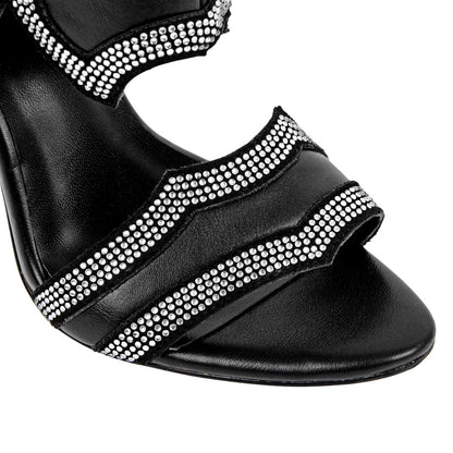 Rhinestone Cutout Back Zipper Ankle Bootie Sandals - Onlymaker