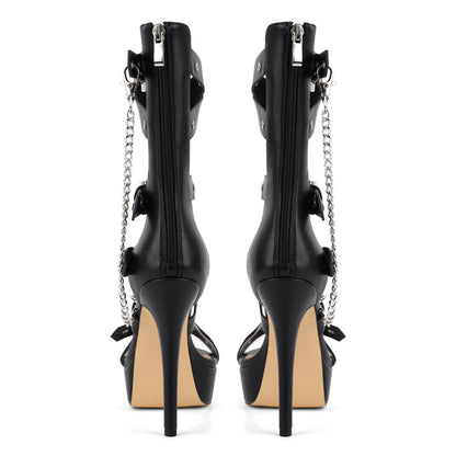 Platform Metal Chain Buckle Straps Sandals - Onlymaker