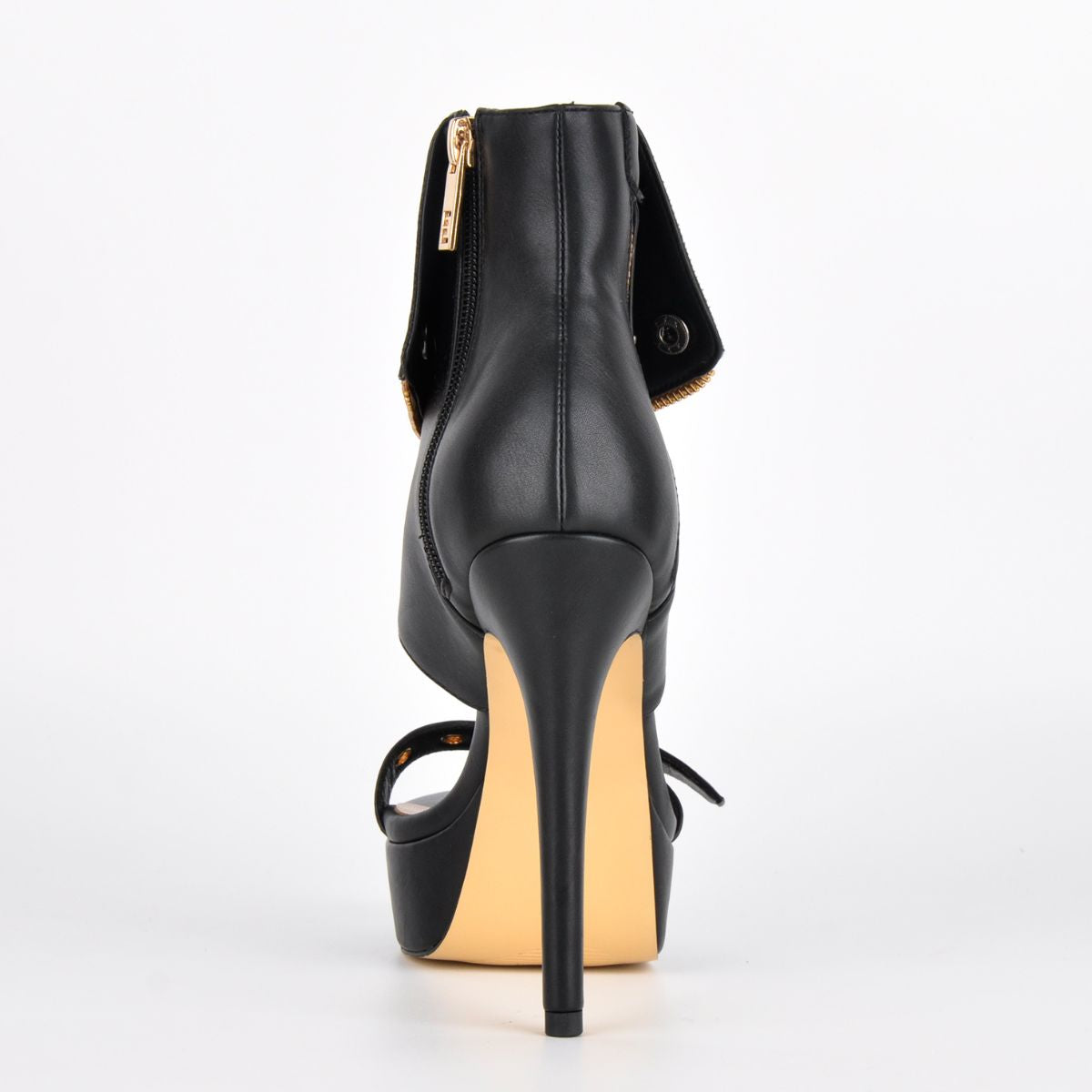 Platform Metal Zipper Buckle Bootie Sandals - Onlymaker