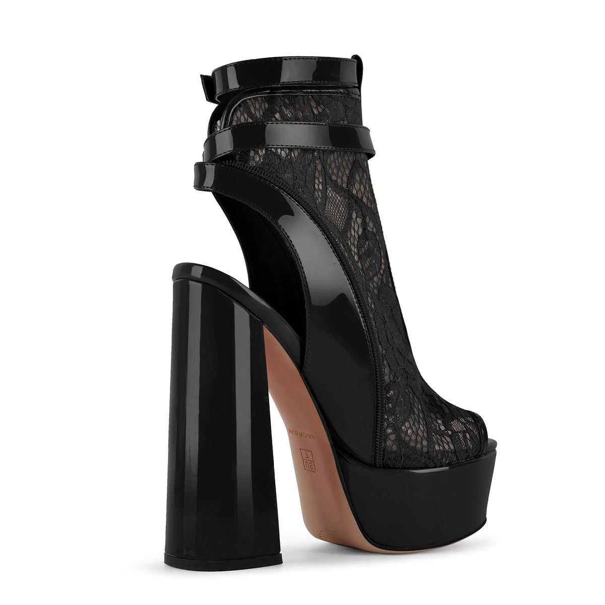 Open Toe Platform Lace Mesh Buckles Bootie Sandals - Onlymaker