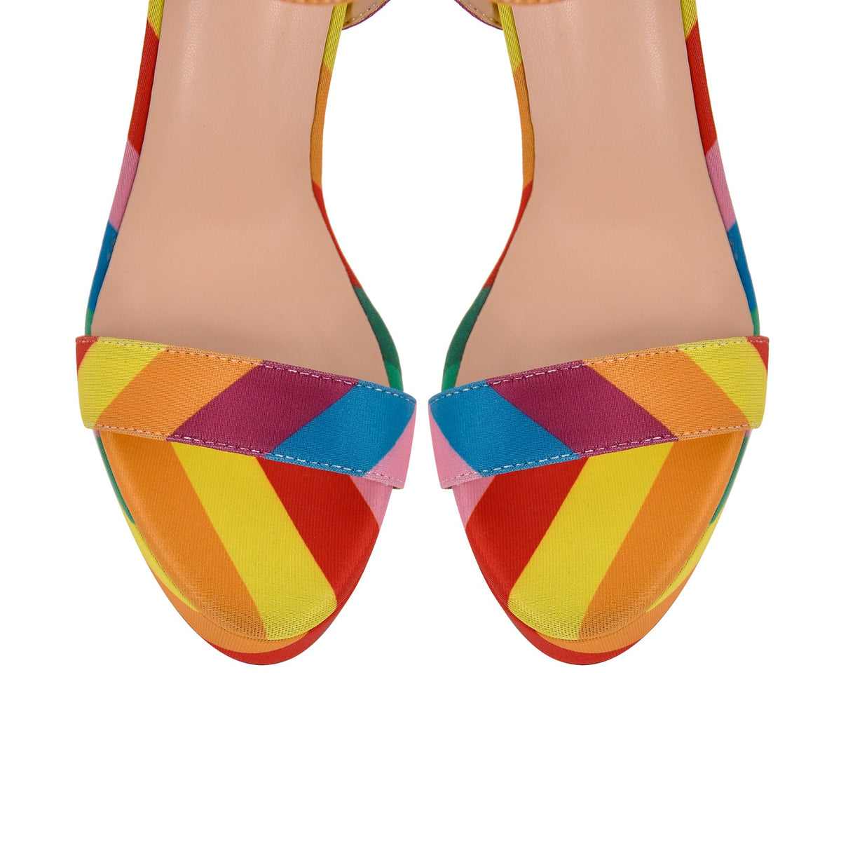 Rainbow Buckle Strap Chunky Heel Sandals - Onlymaker
