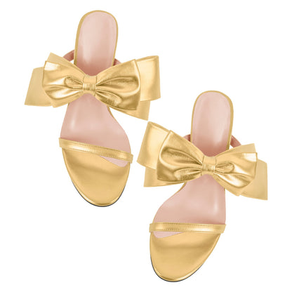 Open Toe Strap Bow Stiletto Sandals - Onlymaker