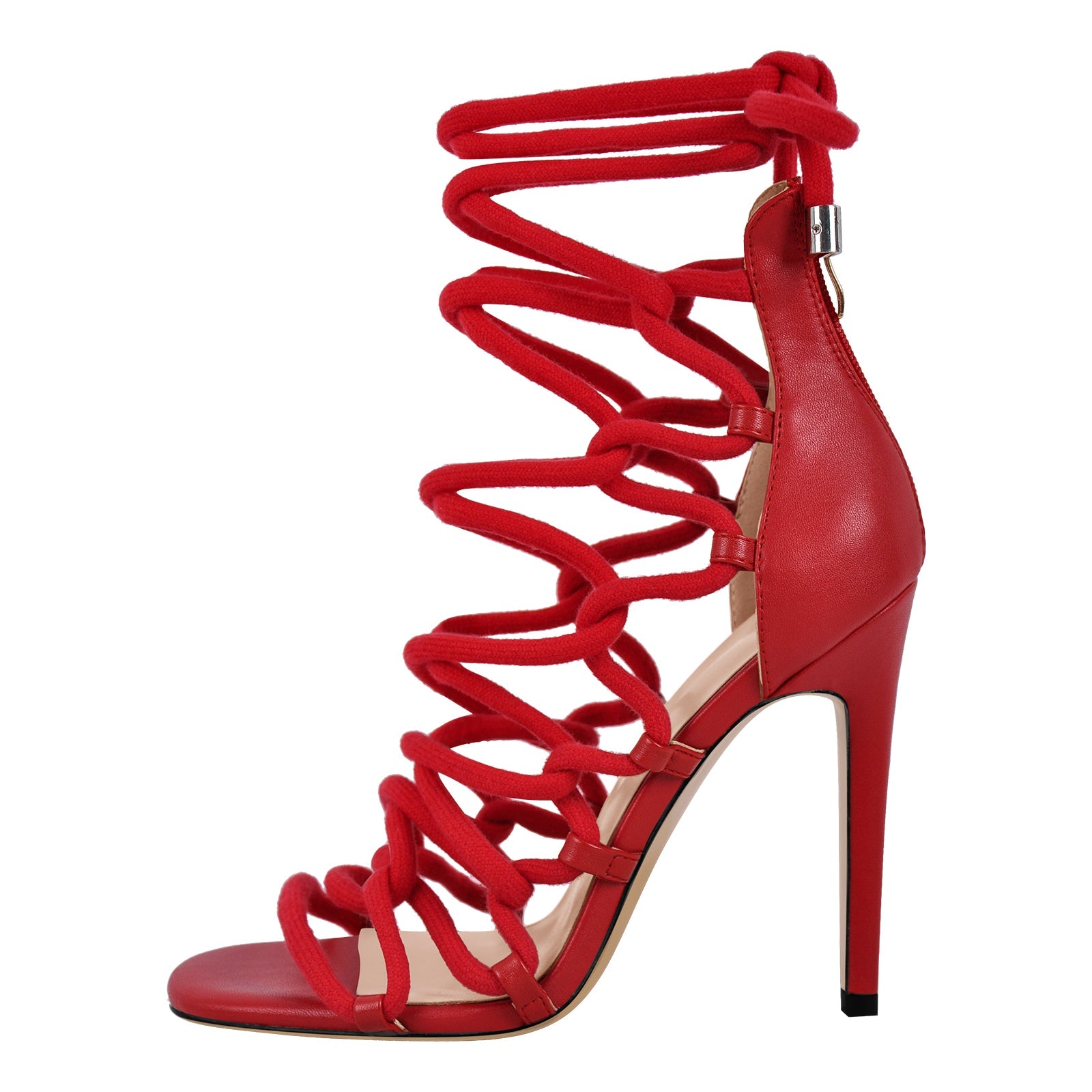 Gladiator Round Toe Lace-up Stiletto Sandals - Onlymaker