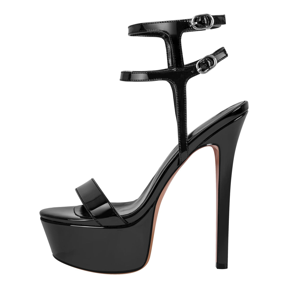 Platform Ankle Double Strap Stiletto Sandals - Onlymaker
