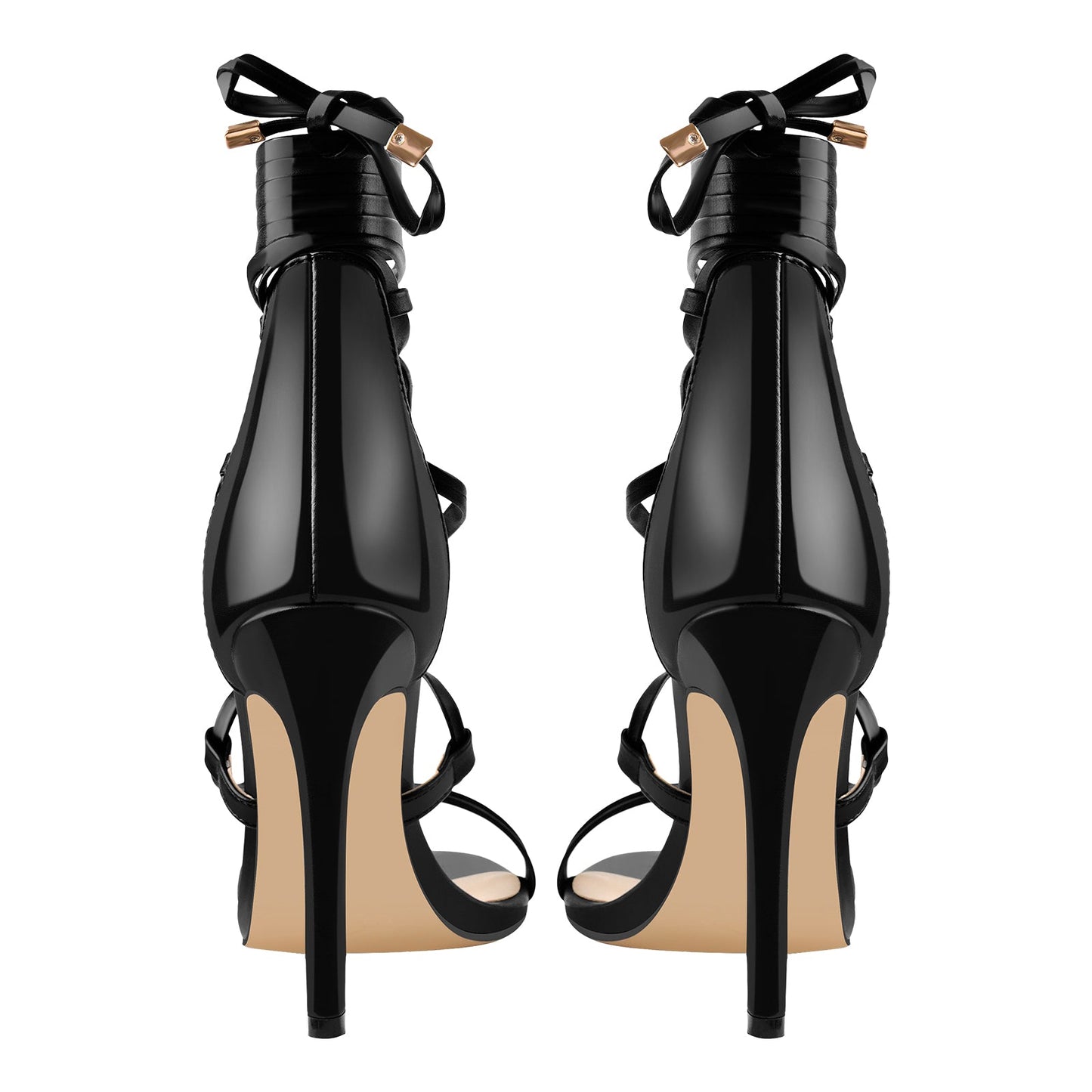Gladiator Round Toe Lace-up Stiletto Sandals - Onlymaker