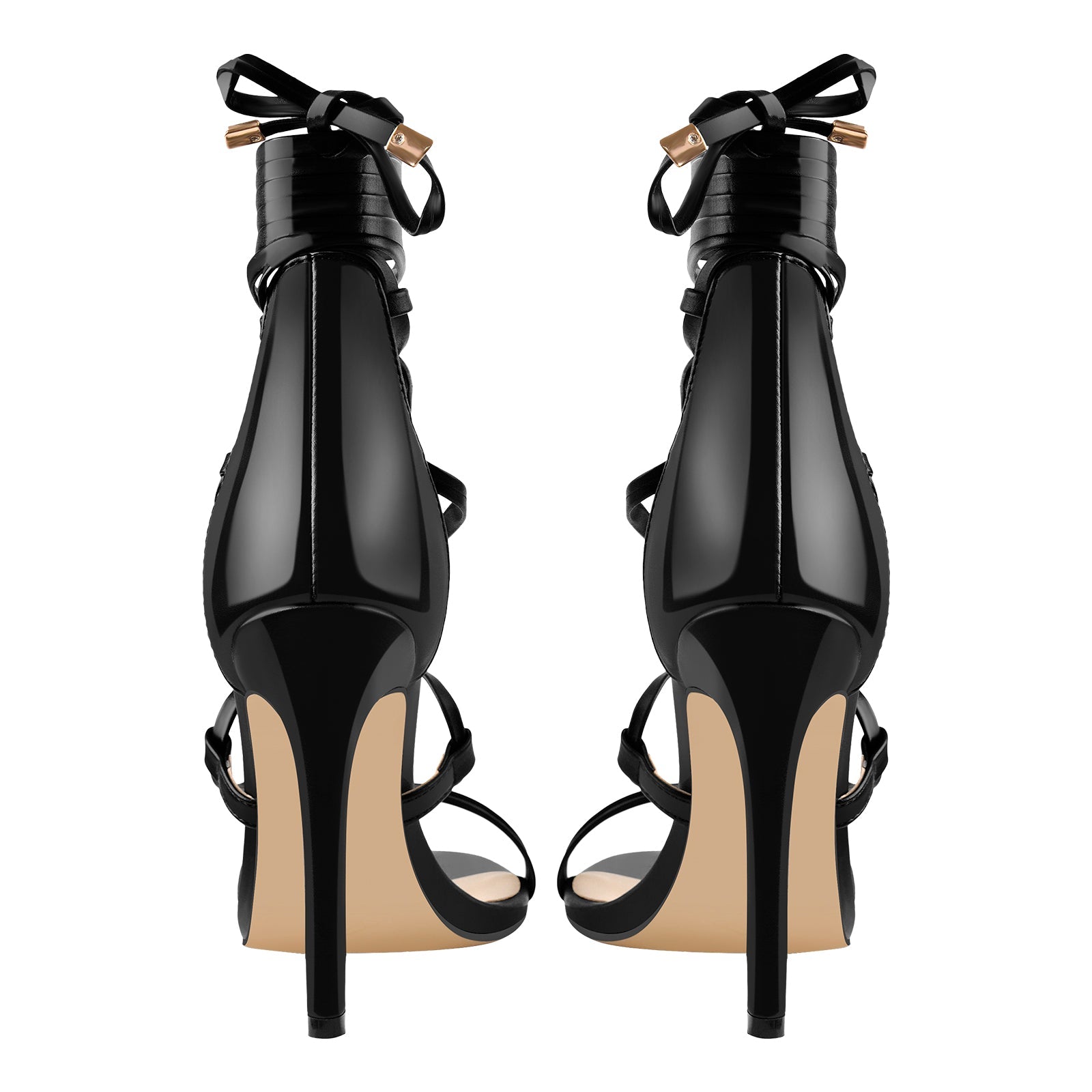 Gladiator Round Toe Lace-up Stiletto Sandals - Onlymaker