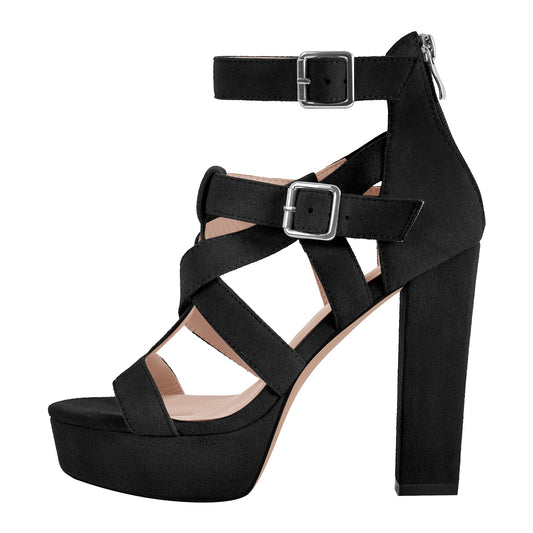 Platform Gladiator Strap Chunky Heel Sandals - Onlymaker