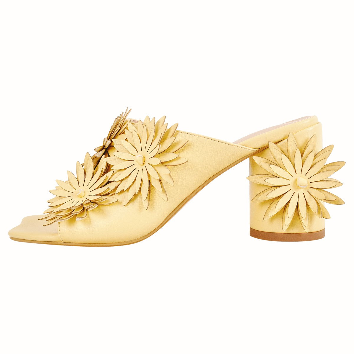 Square Toe Flower Chunky Heel Mules - Onlymaker